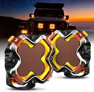 NOVSIGHT Halo Series 6 Inch LED Pod Lights, with Amber/White DRL 120W Super Bright, LED Offroad Light Spot Beam, IP68 LED Spot Lights with Covers and Wiring Harness for Truck Jeep Pickup Ford Ram ATV