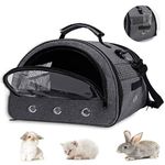 Kelivi Small Pet Carrier Bag,Guinea Pig Carrier with Water Bottles Hole,Removable Liner Rabbit Carrier,Portable Double Doors Outdoor Small Animal Carrier,Hamster,Bunny,Bearded Dragon (Grey-Large)