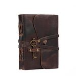 Leather Journal with lined Deckle Edge Paper 8x6 inch and Vintage Key/Handmade Writing Notebook Diary/Bound Daily Notepad for Men & Women Medium, Sketch/Writing pad, for Artists (8 X 6, Brown)