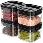 MR.SIGA 4 Pack Airtight Food Storage Container Set, BPA Free Kitchen Pantry Organization Canisters, One-handed Airtight Cereal Snack Candy Storage Containers, 360ml / 12.2oz, Small, Black