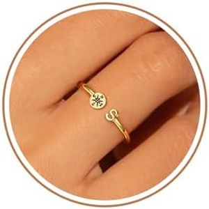 Btysun Nursing Graduation Gifts for Her, 2025 Graduation Gifts Non Tarnish Gold Rings with Initial S 14k Plated High School Graduations Gift for Daughter Middle Senior Graduate Jewelry