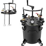 VEVOR Pressure Pot 2.5 Gallon 10 Liters Spray Paint Pressure Pot Tank with Manual Mixing Agitator Paint Tank (2.5Gal Manual), Black