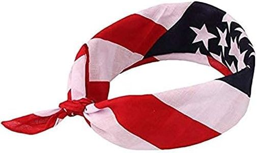 Shimmer Anna Shine Red White and Blue American Flag Bandana Headband USA for Men and Women - Neck and Face Scarf Head Wrap, Red White and Blue Cotton Usa