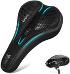 Bike Seat Cushion, Padded Gel Bike Seat Cover for Women/Men, Soft Bike Seat Cover for Peloton Bike, Mountain/Spin/Road/City/Electric Bikes, Bicycle Seat Cushion for Outdoor & Indoor(Red) (B-Black)