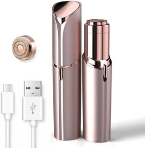 Rechargeable Facial Hair Removal for Women - as Seen on TV Painless Face Shaver - Electric Hair Remover for Face Lips Peach Fuzz with Light with 1 Replacement Heads (Rose Gold)