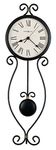 Howard Miller Ivana Wall Clock 625-495 – Wrought-Iron, Antique Black Finish with Gold Highlights, Black Pendulum Bob, Antique Black Bezel, Quartz Movement