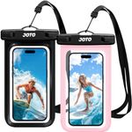 JOTO 2 Pack Waterproof Phone Pouch for snorkelling, IPX8 Underwater Case Sleeve Dry Bag for iPhone 15 14 13 Plus Pro Max, Galaxy S24 S23 S22 Ultra 7.0 inch, Cruise Beach Essential -Black/Pink