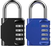 Mythco 2 Pack Combination Lock 4 Digit Outdoor Waterproof Padlock for School Gym Locker, Sports Locker, Fence, Toolbox, Gate, Case, Hasp Storage (Black+Blue)