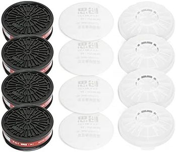 Replaceable Filter Cartridges Set - P-A-1 Dual Respirator Filters - Fits Most Full Face Masks - 4 Carbon Filter Cartridges, 4 Cotton Filters, 4 Filter Covers. (4 sets)