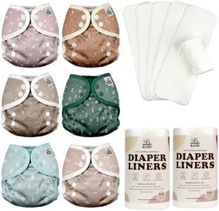 Mama Koala Reusable Adjustable Cloth Diaper Covers Size S, with 6pcs 5-Layer natural(No Microfiber) Inserts, and 2 Rolls Natural Liners