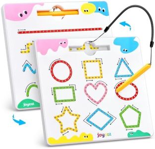 JoyCat Magnetic Shapes and Lines Tracing Board, 2-in-1 Double-Sided Pencil Control Toy for Toddlers & Kids, Preschool Educational Learning, Road Trip Car Activities, Birthday Gifts for Boys & Girls
