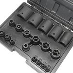 External Torx Plus Socket Set 6 Point EP Socket EP4, EP5, EP6, EP7, EP8, EP10, EP11, EP12, EP14, EP16, EP18, EP20, EP22, EP24, EP26, EP28, EP30, EP32 with 1/2'' 3/8'' 1/4'' Dr E-Torx Plus Socket 19pc