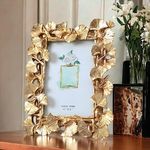 Art Street Creative Resin Display of Ginkgo Biloba Photo Frame For Home Decoration, Wedding Dress Display Frame For Table Top Desk, Birthday, Wedding & Return Gift - Royal Gold (Size: 4x6 Inch)