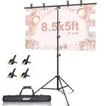 EMART 8.5 x 5ft T-Shape Portable Backdrop Stand, Background Support Stand Kit Adjustable Photo Backdrop Stand with 4 Spring Clamps & Carry Bag for Party, Photography, Video, Studio