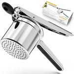 Potato Ricer,Ricer for Mashed Potatoes with Fixed Ricer Disc, Large 15 oz Potato Ricer Stainless Steel Make Creates Smooth Fluffy Creamy Mashed Potatoes,Vegetables and Baby Food (Black)