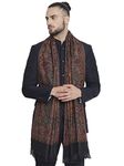 Pashtush Mens Jamawar Shawl, Faux Pashmina, Black