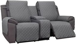 PureFit Water Resistant Reversible Loveseat Recliner Couch Cover with Console – Non Slip Split Washable Sofa Cover for 2 Seat Recliner ( Gray/Light Gray)