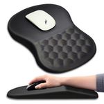 Hokafenle Ergonomic Mouse Pad Wrist Support with Massage Design, Wrist Rest Pain Relief Mousepad with Memory Foam&Non-Slip PU Base, Mouse Pads for Wireless Mouse & Desk (12x8 inch,Dark Grey)