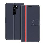 COODIO Phone Case For Xiaomi Redmi Note 8 Pro, Magnetic Flip Leather Case For Xiaomi Redmi Note 8 Pro Wallet Case, Dark Blue/Red