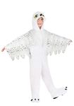 Kid's Plush White Owl Costume, Hooded Bird Jumpsuit for Halloween and Dress Up X-Large