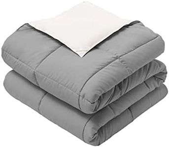 Royal Hotel Bedding Reversible Throw Blanket, Hypoallergenic, Down Alternative Throw Blanket, Medium Warmth, 50 by 75 Inches, Gray - White