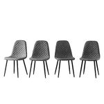 AINPECCA Set of 4 Dining Chairs Faux Leather Thickened Cushion Backrest with Metal Legs Dressing Lounge Home (Dark Grey, 4)