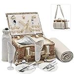 19Pcs Picnic Basket for 2 with Insu