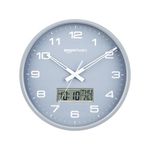 Amazon Basics 12.5 Inch Analog Digital Wall Clock with LCD Display | Day Date Month Temperature | Silent Sweep Quartz Movement | Large Easy Read Numbers | Dual Battery Operated for Home Office (Grey)