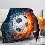 Pizding Sherpa Fleece Blanket 51.2x59.1inch Soccer Print Plush Throw Fuzzy Soft Reversible Flannel Blankets for Couch,Bed,Sofa,Recliner,Soccer Sport Match Cozy Skin-friendly Gift for Men Boys