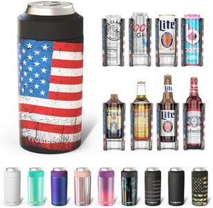 Frost Buddy Universal 2.0 5 Sizes in 1 Insulated Can Cooler - Stainless Steel Can Cooler for 12 oz & 16 oz Regular or Slim Cans & Bottles - Stainless Steel (Merica)