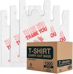 111 Executive Collection T Shirt Bags - White Plastic Bags with Handles - Shopping Bags for Small Business, Grocery Bags, Take Out/To Go Bags for Restaurant, Disposable Tshirt Bags for Retail