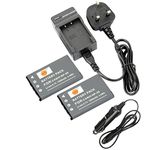 DSTE 2pcs NP-20 Rechargeable Li-ion Battery + Charger DC75U Compatible with Casio NP20, NP-20DBA and Casio Exilim EX-M2, EX-M20, EX-S20, EX-S880, EX-Z7, EX-Z8, EX-Z11, EX-Z60, EX-Z65, EX-Z75, EX-Z77