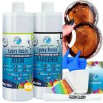 RESIN GLORY NEW Epoxy Resin Kit - 1:1 Ratio 1L/32oz - Crystal Clear Epoxy Resin & Hardener for Art Coating, Craft Mold Casting, Jewellery, Wood River Table, Coasters - Non-toxic, Heat & UV Resistant