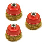 Wire Cup Brush/Wheel for Angle Grinder Crimped Brass Coated (3 Pack) TE331