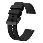 BISONSTRAP Watch Strap 21mm, Quick Release Silicone Watch Bands for Men Women (Black, Black Buckle)