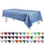 Blue Gingham Checkered 12 Pack Premium Disposable Plastic Picnic Tablecloth 54 Inch. x 108 Inch. Rectangle Table Cover by Grandipity