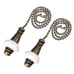 sourcing map Ceramic White Pendant 12 inch Bronze Finish Pull Chain Extension Light Beaded Pulling Chain for Ceiling Lighting Fans Pack of 2