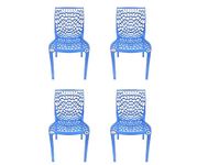 EVEREST MOLDED FURNITURE Web Series Outdoor Garden/Cafe/Home/Balcony Plastic Chair- (Set Of 4 Chairs) (Blue)