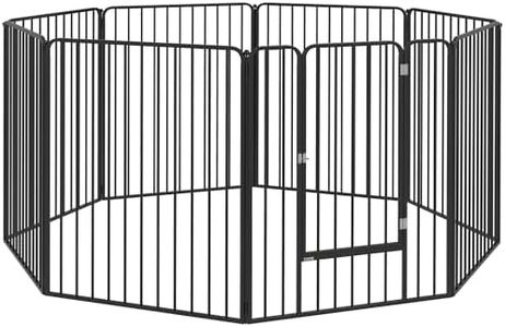 PawHut Heavy Duty Dog Playpen, 8 Panels Dog Pen, 100cm Height Pet Playpen Exercise Pen, with Door, for Small and Medium, Large Dogs