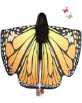 AWAYTR Women Butterfly Wings Shawl - Fairy Ladies Cape Halloween Dress Up Costume Accessory(Child Size Orange)