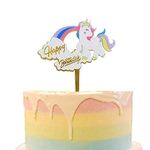 Funcart Unicorn Rainbow Happy Birthday Cake Topper, Unicorn Happy Birthday Cake Topper, Magic Unicorn Theme Horse Birthday Party Supplies , Girls or Boys Baby Shower Cake Picks, Cute Birthday Party Supplies for Kid, Children, Women