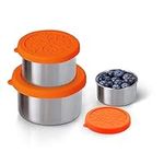 nicelock Stainless Steel Food Storage Containers Set of 3 Small Reusable Metal Lunch Snack Boxes Food Prep Container with Silicone Lids Freezer & Dishwasher Safe | 100+220+400 ml | BPA-Free