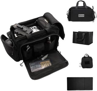 GRITR Tactical Range Bag for Handguns and Ammo - Military Style Duffle Bag for Shooting, Hunting, Travel, Everyday Carry - Tactical Gun Case for Pistol and Gear Storage, Black