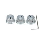 KAISH 3pcs Aluminium Potentiometer Knobs 1/4" Universal Top Hat Knobs Bell Control Knob with Set Screw for Guitar/Bass/AMPS/Preamps Silver with Indicator