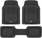 Caterpillar CAMT-9013 (3-Piece) Heavy Duty Deep Dish Rubber Floor Mats, Trim to Fit for Car Truck SUV & Van, All Weather Total Protection Durable Liners