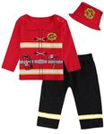 MOMBEBE COSLAND Halloween Fireman Costume Baby Firefighter Outfit, Red, 18-24 Months