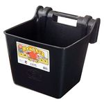 Little Giant® Plastic Hook Over Feeder | Mountable Livestock & Pet Feed Bucket | Horse Feed Bucket | Made in USA | 15 Quarts | Black