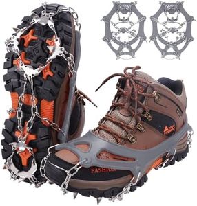 WIN.MAX Crampons for Shoes, Traction Cleats Ice Snow Grips with 19 Stainless Steel Spikes, Shoe Talons Anti - Slip Boots Spikes for Walking, Jogging, Climbing and Hiking (Grey, M)