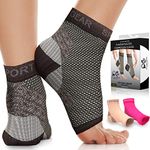 Physix Gear Plantar Fasciitis Support Compression Ankle Socks for Men & Women - Best Toeless Arch Compression Foot Sleeve for Achilles Support, Heel Spurs, Arch, Foot & Ankle Swelling (Black XXL)