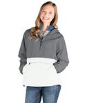 Charles River Apparel Unisex's Pack-N-Go Wind & Water-Resistant Pullover (Reg/Ext Sizes) Rain Jacket, Grey/White, XXL